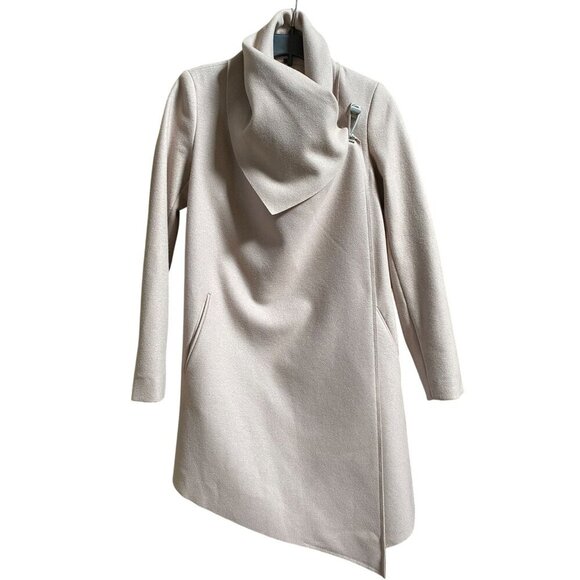 All Saints Jackets & Blazers - AllSaints City Monument Coat Italian Wool Draped Asymmetric US 2 Blush Beige